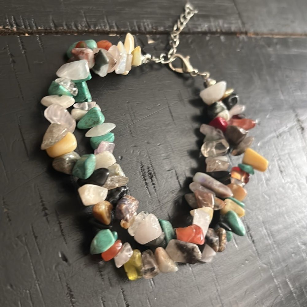 Multicolor Gemstone Chip Beaded Bead Colorful Bracelet - Picture 3 of 5